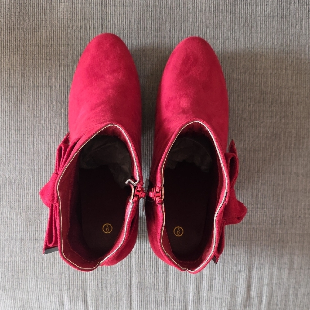 Elegant Women's Dark Red Suede Ankle Boots By Mysoft, Size 9, NWT, 3 Inch Heel - Picture 11 of 15
